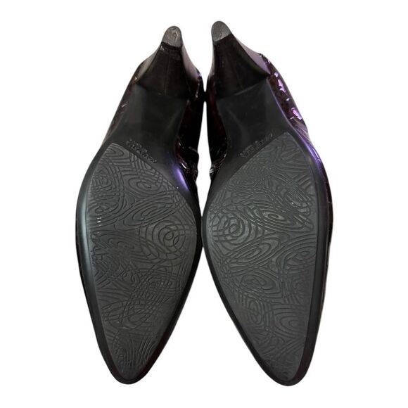 Aquatalia Chianti Croc Italian Patent Leather Burgundy Heeled Ankle Booties 8.5 - Picture 7 of 8